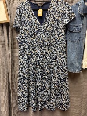 Lane Bryant Navy Floral Wrap Dress